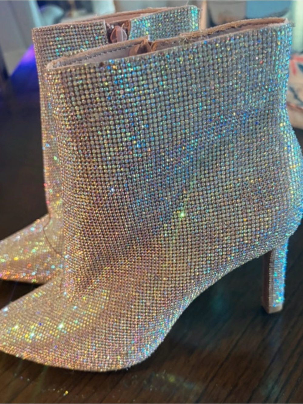 Gianni Bini Iridescent Crystal Pointed Ankle Booties - Multi - Picture 2 of 4